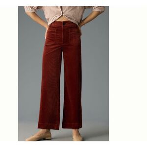Anthropologie Maeve Womens Colette Cropped Wide Leg Corduroy Pants 28 NWT Brown